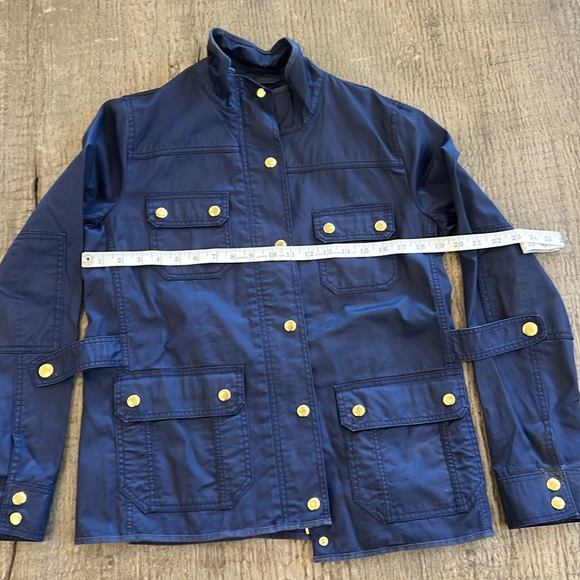 J Crew Women's Downtown Field Navy Blue Waxed Cotton Full Zip Jacket! Size M - Picture 7 of 16